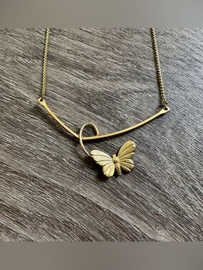 Gold Butterfly Pendant Necklace - Women Costume Jewelry